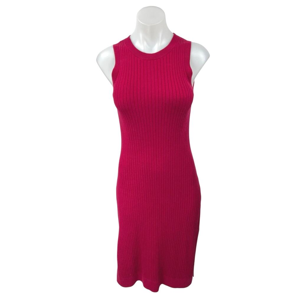 Banana Republic Red Rib Knit Sleeveless Midi Bodycon Sweater Tank Dress Size XS
